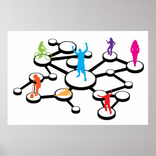 Social Media Connections Diagram Poster