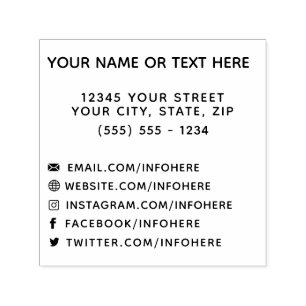 Social Media Contact Info Self-inking Stamp