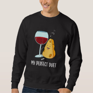 Social Media Duet Design For A Red Wine And Cheese Sweatshirt