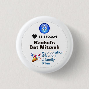 Social Media Emoji Bat Mitzvah or Bar Mitzvah 1 Inch Round Button