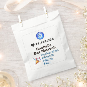 Social Media Emoji Bat Mitzvah or Bar Mitzvah Favour Bag