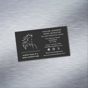 Social Media Equine Equestrian Horse Trainer Vet Magnetic Business Card