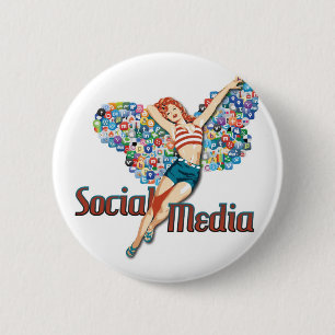 Social Media fairy pin-up 2 Inch Round Button