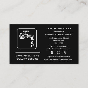 Social Media Faucet Water Drop Plumber Plumbing Business Card