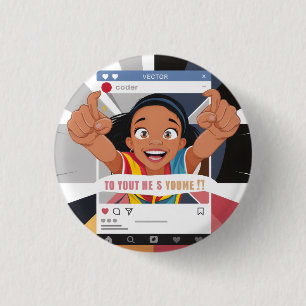 Social Media Frame Fun Kids Birthday Party  1 Inch Round Button