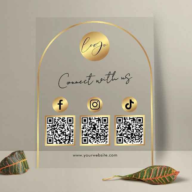  Social Media Gold Arch Logo QR Code Transparent Acrylic Sign (Creator Uploaded)