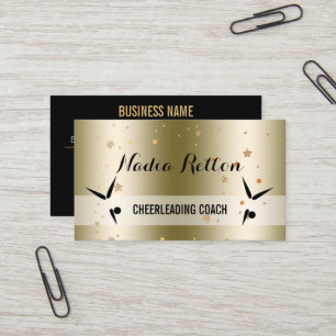 Social Media Gold Stars Cheerleading Coach Business Card