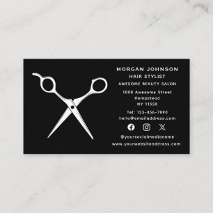 Social Media Hairstylist Hairdresser Beautician Business Card