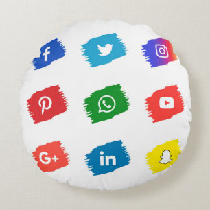 Social media icon  round pillow