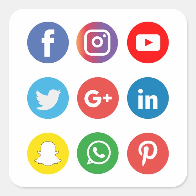 Social Media icons Square Sticker (Front)