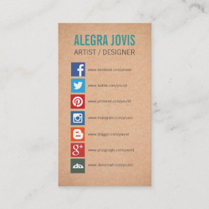 SOCIAL MEDIA ICONS SYMBOLS BUSINESS CARD