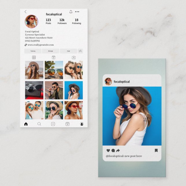 Social Media Instagram Profile Style  Business Card (Front/Back)