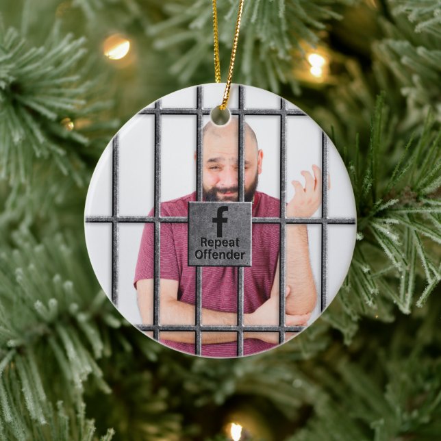 Social Media Jail Photo Ceramic Ornament (Tree)