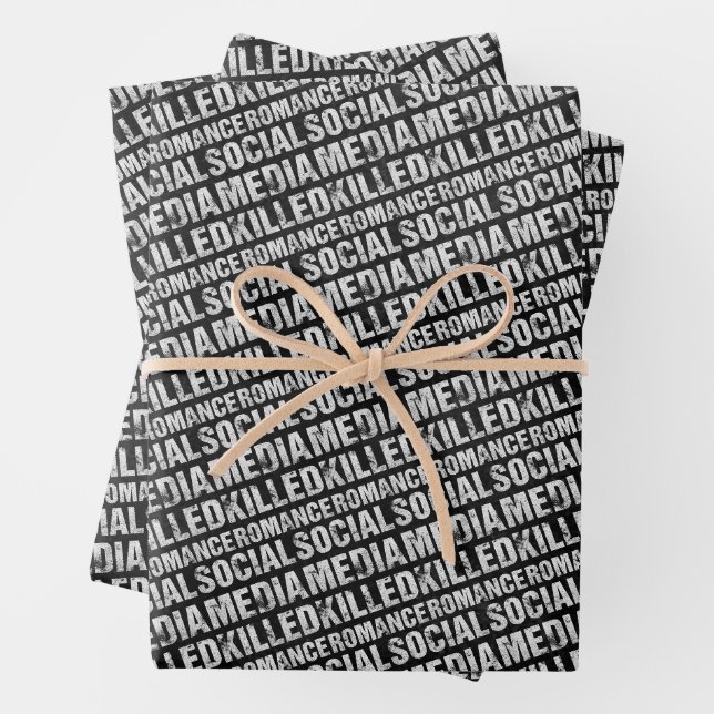 Social Media Killed Romance Wrapping Paper Sheet (In situ)