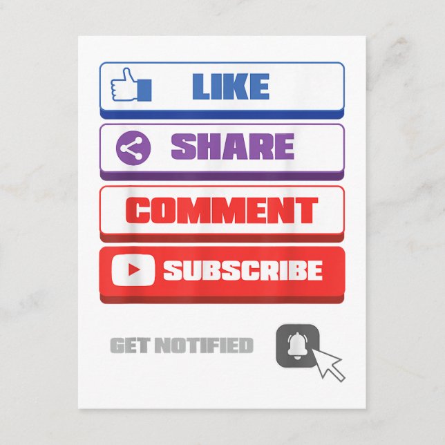 Social Media Like Share Comment Subscribe Vlogger Enclosure Card (Front)
