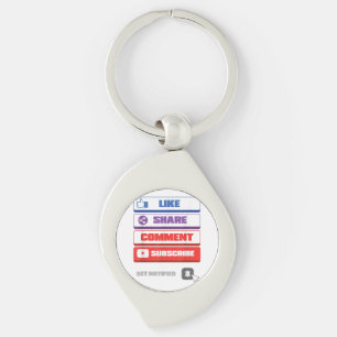 Social Media Like Share Comment Subscribe Vlogger Keychain