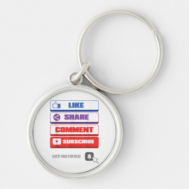 Social Media Like Share Comment Subscribe Vlogger Keychain (Front)