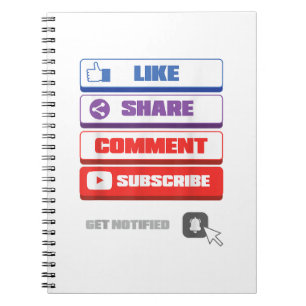 Social Media Like Share Comment Subscribe Vlogger Notebook
