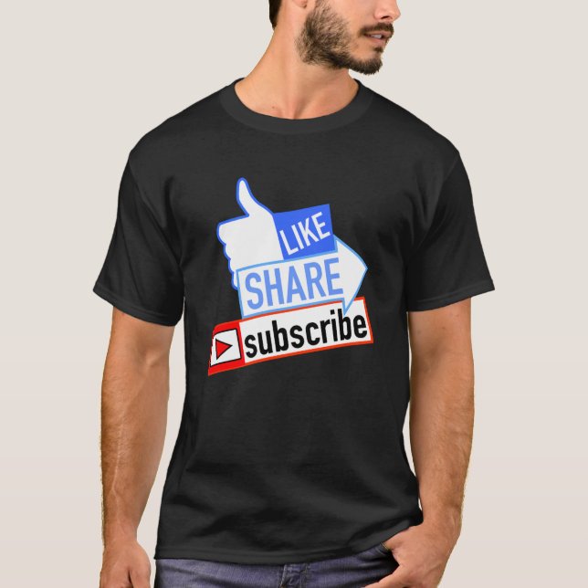 Social Media Like Share Subscribe T-Shirt (Front)