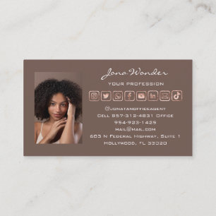 Social Media Logo Custom Photo QR Code Move Rose  Business Card