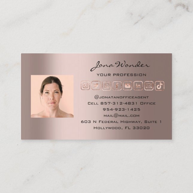 Social Media Logo Photo QR Code Makeup Beauty  Business Card (Back)