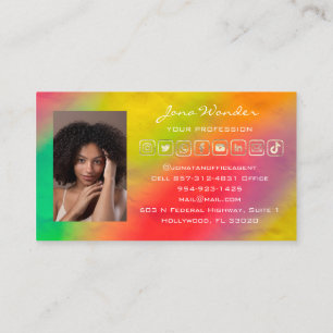 Social Media Logo Photo QR Code Makeup Holographic Business Card