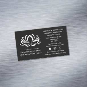 Social Media Lotus Flower Massage Therapy Holistic Magnetic Business Card