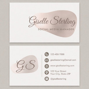 Social Media Manager Rose Gold Foil Blush Beauty  Business Card