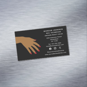 Social Media Nail Techician Manicure Beauty Salon Magnetic Business Card