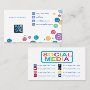 Social Media Network QR Code White 100 Pack Business Card