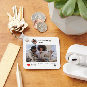 Social Media Novelty Photo and Text Template  Keychain