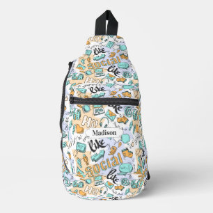 Social Media Pattern custom name Sling Bag