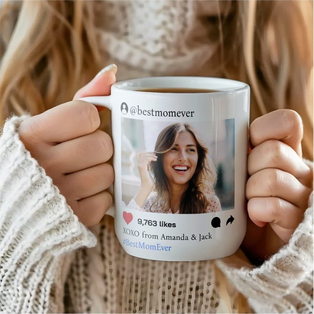 Social Media Post Best Mom Ever Photo Coffee Mug (Retro Film Strip Best Mom Ever Photo Collage Coffee Mug
)