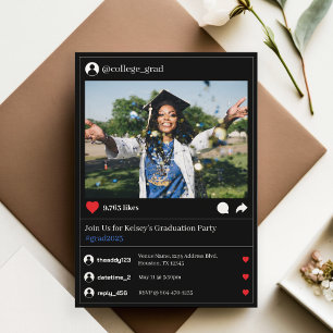 Social Media Post Photo Dark Mode Graduation Party Invitation