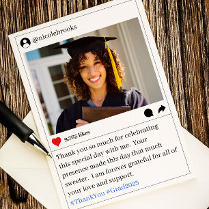 Social Media Post Photo Graduation Thank You Card