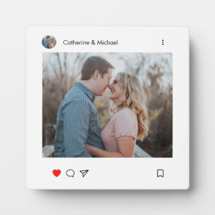 Social Media Post Style Photo and Name Couple Plaque