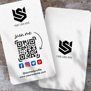 Social Media Profiles QR Code Logo Modern Simple Business Card