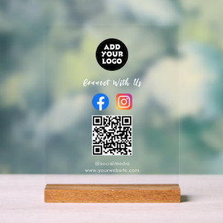 Social Media QR Code Acrylic Sign | Fb Instagram 