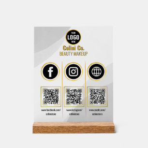 Social Media QR Code Acrylic Sign - Multi Platform