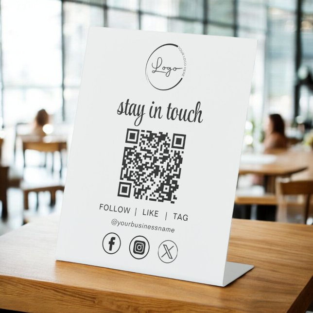 Social Media QR Code Business Logo Pedestal Sign (Creator Uploaded)