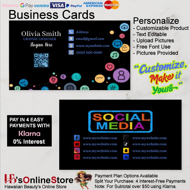 Social Media QR Code Cartes de visite 31 Pack de 1 (Social Media Networking QR Code Business Cards 15.)
