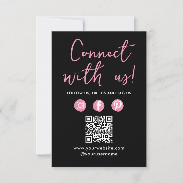 Social Media QR Code Connect With Us Business Card (Front)