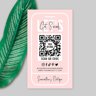 Social Media QR Code Feminine Pink Modern Business Card