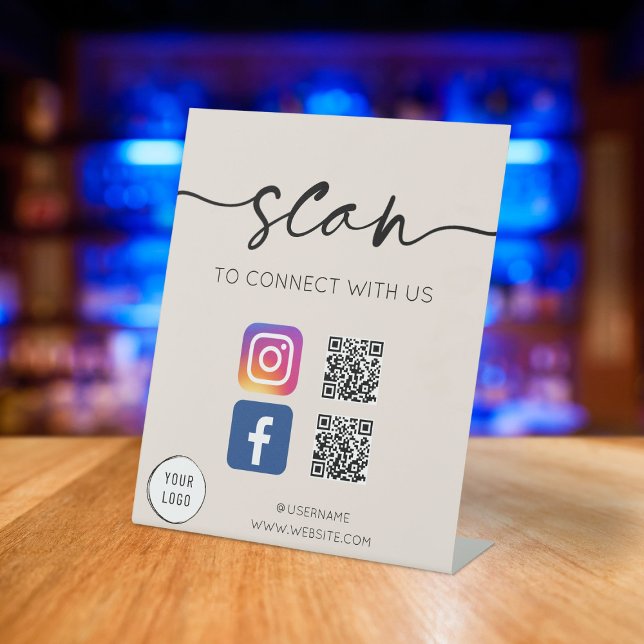 Social Media QR Code Greige Pedestal Sign (Creator Uploaded)