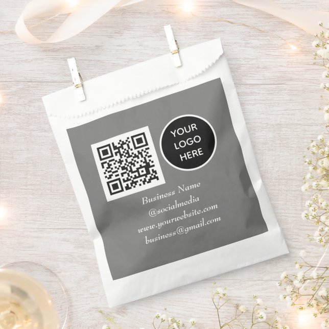 Social media QR Code Grey Business Logo Favour Bag (Clipped)