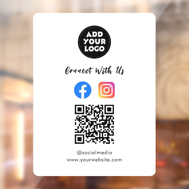 Social Media QR Code | Instagram & Facebook Window Cling (Sheet 2)