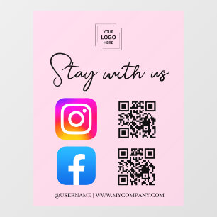 Social Media QR Code Instagram Facebook Window Cling