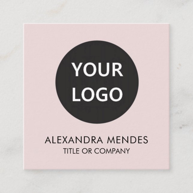 Social Media QR Code Logo Blush Pink Business Card (Front)