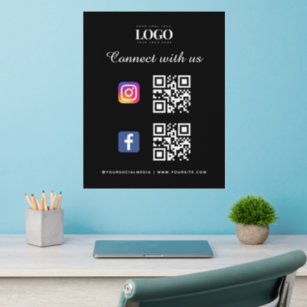 Social Media Qr Code Logo Facebook Instagram Black Wall Decal
