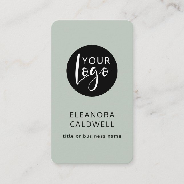 Social Media QR Code Logo Minimalist Sage Business Card (Front)